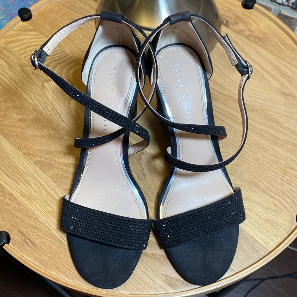 KELLY & KATIE black sequins sparkle strappy heels. Worn once. Size US 7.5. CUTE!